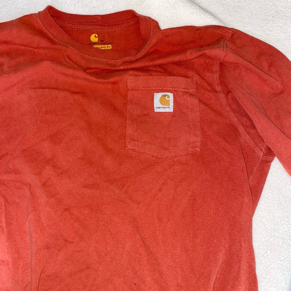 Mens orange long sleeved Carhartt t shirt